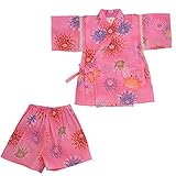 甚平スーツ 花火柄 綿紅梅 日本製 ピンク 100cm