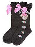 (アースマジック) EARTHMAGIC Rose&MAFFY柄リボンつきハイソックス 16cm ブラック