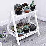 Plant shelf フラワーポットラック、2段フラワーラック、バルコニー付木製シェルフ長方形多機能シェルフ Flower racks ( 色 : 白 , サイズ さいず : 50*32*40CM 