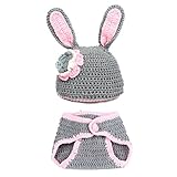 MIOIM® 秋冬 子供 ニットキャップ ニット帽子 ウサギ 記念写真 撮影 セット アウトドア カジュアル ボンボン付き 男女兼用