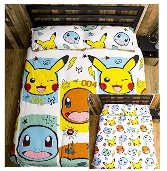 Amazon Co Jp ポケモン ピカチュウ Pokemon リバーシブル ダブル ベッドカバー シーツ 布団カバー 枕カバー セット 蒲団 並行輸入品 ホーム キッチン