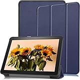 対応 Fire HD 8 / HD 8 Plus 【2020年発売 第10世代 】ケース 対応 Fire HD 8 2020 第10世代 カバー スタンド機能付き 保護ケース 強力な磁石 薄型 超軽量 全面保護型 対応 Fire HD 8 Plus スマートタブレット ケース カバー 軽量 薄型 レザー 三つ折スタンド オートスリープ機能 TRkin (濃い青)