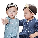 (ロキリフ) ベビー キッズ 王冠 ヘアバンド 2点セット ( 誕生日 記念日 ベビーアート )( ゴールド & シルバー )