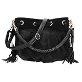 AmazingDeal レディース 人工コニー・ウール 斜めがけ トートバッグ 着回し高品質 編み ファション (黒)