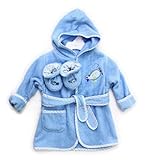 Spasilk 100% Cotton Hooded Terry Bathrobe with Booties, Blue Plane, 0-9 Months by Spasilk [並行輸入品]