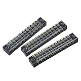 SODIAL(R) 3ｘ600V 15A 12ポジション　二重列覆われたバリア　スクリューターミナルブロックストリップ