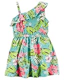カーターズ Carter's ワンショルダーワンピース キッズ子供服 トロピカルプリント 綿ジャージー95% ポリウレタン5% Printed Ruffle Jersey Dress 3T (93-9