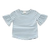 Cutelove 女の子　キッズ　夏　ベビーTシャツ　トップス　上着　スエットシャツ　蓮の袖 ストライプ　半袖 可愛い 綿製品　通気性