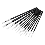 Myhouse 12pcs Art Paint Brushes Black Handle Painting Brush Set for Watercolour Oil Painting