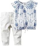 カーターズ Carter's カットソー ラッフル袖 半袖 綿100% ＆ パンツ 綿100% 2点セット 2-Piece Top & Pant Set 12M (72-78cm)