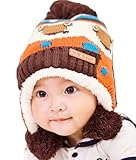 【SEBLES】 ベビー ぼんぼん キュート ニット 帽子 赤ちゃん 6カ月 ～ 4歳 全5色 サイズ 44cm ～ 51cm クロスセット (ブラウン)