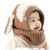 【ノーブランド品】選べる5色 うさぎちゃん風 ニット帽 ニット帽子 ベビー キッズ 赤ちゃん 子 子供 用 かわいい 防寒 (ブラウン)