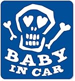 imoninn BABY in car ステッカー　【マグネットタイプ】　No.31　ガイコツさん　（青色）
