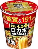 明星 ロカボNOODLESおいしさプラス こってり醤油[栄養素バランスヌードル (低糖質、191kcal、高たんぱく、たっぷり食物繊維、PFCバランス) ] 59g×12個
