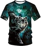 ユニセックス tシャツ 半袖 スリム アニマル 3dプリント 面白いシャツ tシャツ メンズ トップス 狼プリント 柔らかい ユニセックス 肌着 ブラック tシャツ カットソープリント スウェット 大きいサイズ 夏 秋 春 アウトドア コーデ