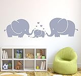 ARES-Cute Three family Elephant Wall Decals for kid Room Room Decor Baby Nursery (Gray) by Ares