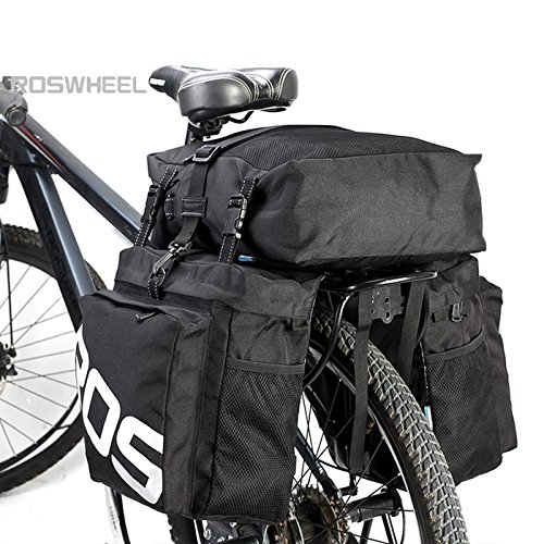 Roswheel自転車サイドバッグ 自転車パニアバッグ 多機能リアバッグ 収納力抜群 サイドバッグ サイクリング用 防水バッグ サイドバッグ 2色選択 (ブラック)