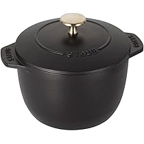 STAUB ストウブ ラ・ココット de GOHAN 両手鍋 16cm Amazon | ラ・ココット de GOHAN 16 cm, ラウンド, ブラック