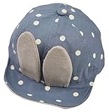 Plus Nao(プラスナオ) 子供用 帽子 キャップ 帽子 ウサ耳 耳付き ウサギ ドット柄 水玉模様 おしゃれ 可愛い かわいい キュート 赤ちゃん ワンサイズ ブルー