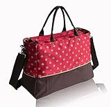 【Grandir】 マザーズバッグ 大容量 多機能 ドット柄 ショルダー 軽量 全４色 (レッド)