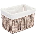 大きな長方形ウィッカーストレージバスケットコットン裏地