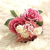 MIOIM バラ 造花 インテリアrose お祝い 結婚式ブケ 多色 (イエロー)