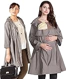 Sweet Mommy 撥水 トレンチママコート だっこ対応 ストライプ総裏地 ウエストリボン フレア美シルエット ダッカー取り外し可能 オフィス フォーマル フェミニン 汚れにくい 産前産後 臨月 