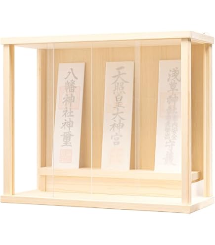 Amazon｜神棚の里 簡易神棚 掛ける神棚 三社 ナチュラル 37.5×32×6cm