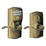 Schlage FE595 CAM 609 ACC Camelot Keypad Entry with Flex-Lock and Accent Levers, Antique Brass [並行輸入