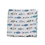Swaddle スワドル 新生児 おくるみ 1枚 120＊120ｃｍ オーガニック コットン モスリン ベビーブランケット 授乳ケープ プレイマット 出産祝い (魚)