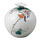 九谷焼　K4-1374　5号花瓶　山葡萄に鳥　　福田良則　【サイズ】径15.5　高16