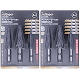 ROGAPER ステップドリル 4枚刃 タケノコドリル スパイラルドリル 六角軸 コバルトハイス鋼（3個セット4-12mm5段+4-12mm9段＋4-20mm9段）M35HSS-Co チタンコーティング 鉄工、木工、DIY、金属、ステンレス、プラスチックに適用（2パック）