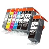 BCI-321 (BK/C/M/Y/GY) ＋ BCI-320 (PGBK)×2 【顔料】【7本マルチパック】 321 320 321320 インク Canon キャノン (機種: PIXUS MP990 MP980 MP640 MP630 MP620 MP560 MP550 MP540 MX870 MX860 iP4700 iP4600 iP3600)【STAR JET製】