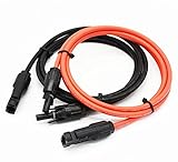 1組ブラックとレッド　12AWG　MC4　5FT　ソーラーパネル延長ケーブル ソーラーケーブル　ソーラー延長ケーブル　メスとオスコネクター