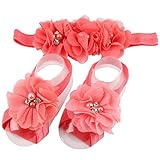 Elevin(TM) Children Baby Cute Flower Barefoot Sandal Shoes with Headband (Watermelon Red) by Elevin(