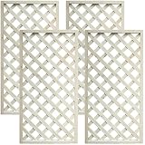 天然木製 格子ラティス 60cm×120cm×35mm 4枚セット ウォッシュホワイト WLL-6012-WHT