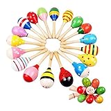 NUOLUX 10pcs 11.5cm Funny Children Kids Wooden Maracas Rattle Shakers Musical Educational Toys (Rand