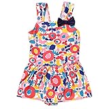 （オーシャンアンドグラウンド）Ocean＆Ground 水着 女の子 キッズ 1712805 ワンピース ボーダー 花柄 リボン 水泳 スイミング プール UVカット 幼稚園 小学生