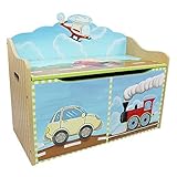 Fantasy Fields - Transportation Thematic Kids Wooden Toy Chest with Safety Hinges Imagination Inspir
