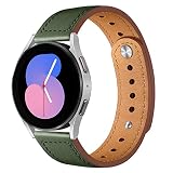 コンパチブルGalaxy Watch 6 40mm 44mm/6 Classic 43mm 47mm/5 40mm 44mm/5 Pro 45mm/4 40mm 44mm/4 Classic 42mm 46mm for Galaxy Watch 3 41mm/Active/Active 2 40mm 44mm、20mm 本革バンド女性 男性ビンテージ ストラップ交換ブレスレット、オリーブグリーン