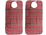 2 x Economy Medium Red Adult Bib by Care Home Superstore