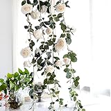Bulary 造花 壁掛け つるバラの造花 観葉植物 インテリア シルク造花 1本セット シルクフラワーグリーン 家庭飾り 3色選択 ロマンチック 家 結婚式 お祝い 誕生日 パーティー 1.8ｍ