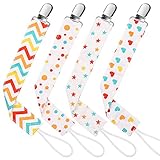 (イークスン) EocuSun おしゃぶりホルダー パーチー グリップ 落下防止 紛失防止 ベビーバード グレーホワイトシェブロン 4本セット (女の子)