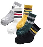 クルーソックス キッズ 子供 ストライプ柄 パック 靴下 防寒 5足セットミックス 19～23cm