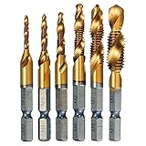 SODIAL 6ｘHSSチタンM3 - M10コンビネーション六角ダボールカウンターシンクタップドリルビットセット