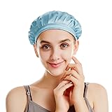 ナイトキャップ シルク 天然 シルク100% ヘアキャップ 美髪 ロングヘア 就寝用 ヘッドウェア 6A TOBE (ブルー)