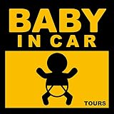 BABY IN CAR マグネット ブラック×オレンジ (12cm×12cm)【日本製】