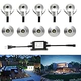 FVTLDE 地中埋込型ライト 埋め込み式 防水 超高輝度 LED ガーデン スポット ライト 庭 玄関先 屋外照明 DC12V 0.8W 10個セット (ウォームホワイト)