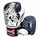 Twins ボクシンググローブ 本革製 ウルフ White 14オンス