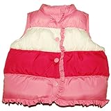 Crazy8（クレイジー8）女の子用ピンク&ホワイトトリカラーダウン風中綿ベスト 12-24months 12ヵ月-24ヵ月用 80cm-95cm 秋冬白お出かけ用アウター,ベビーピンク防寒ジャケット